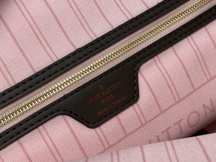 Louis Vuitton Neverfull MM in Tela Damier Ébène - Rosso Ciliegia