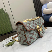 Borsa a tracolla piccola in denim Gucci GG Marmont