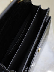 SAINT LAURENT motivo coccodrillo nero con fibbia dorata·sunset 22 cm tramonto