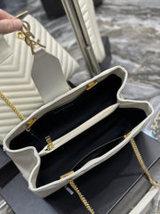 SAINT LAURENT [Bianco] Borsa tote grande in pelle di vacchetta