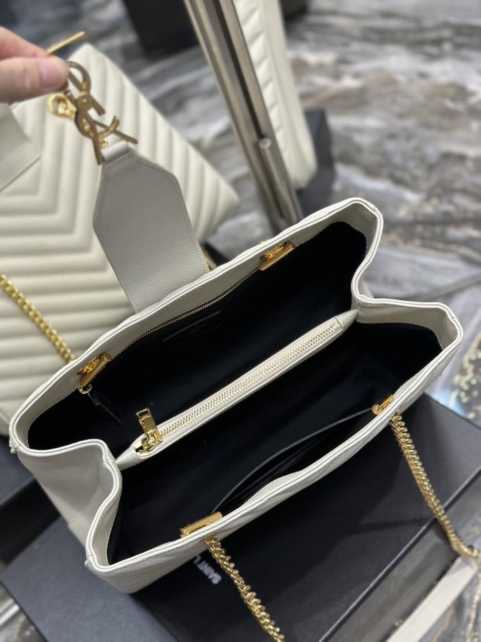 SAINT LAURENT [Bianco] Borsa tote grande in pelle di vacchetta