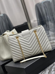 SAINT LAURENT [Bianco] Borsa tote grande in pelle di vacchetta
