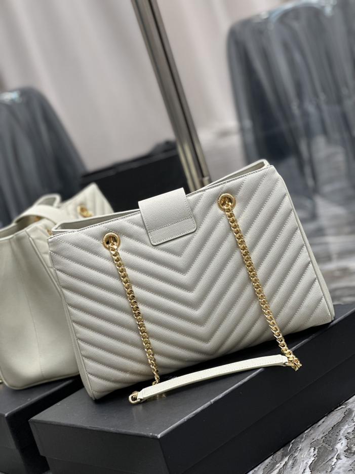 SAINT LAURENT [Bianco] Borsa tote grande in pelle di vacchetta