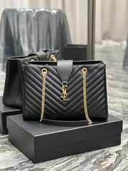 SAINT LAURENT [Nero] Borsa tote grande in pelle di vacchetta