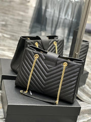 SAINT LAURENT [Nero] Borsa tote grande in pelle di vacchetta