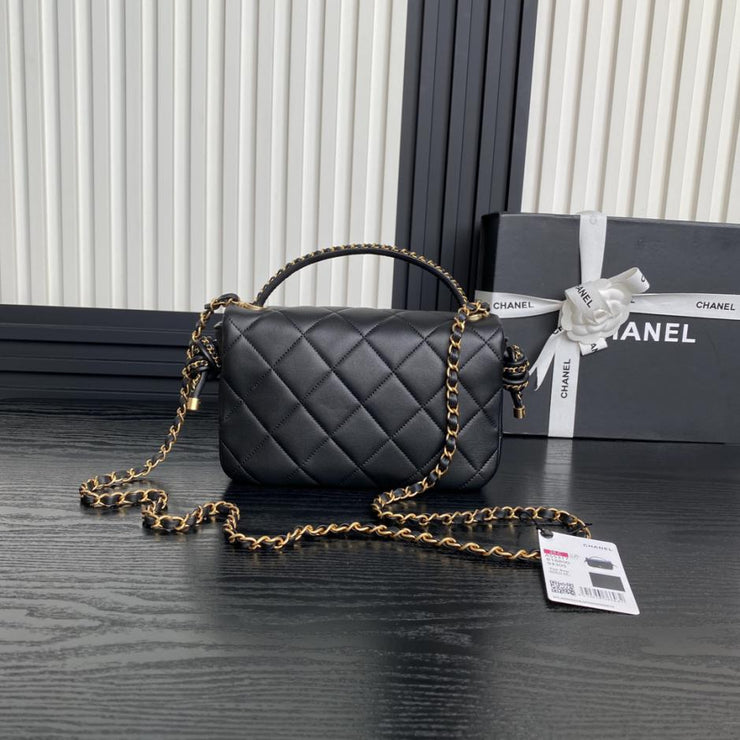 Chanel 25C serie inizio primavera cf borsa con manico in corda intrecciata AS5317 pelle di agnello