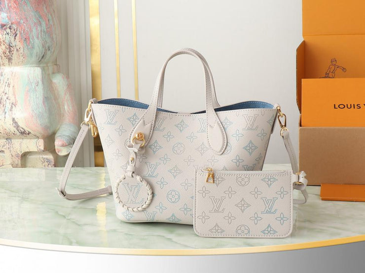 Louis Vuitton top ordine originale M12088 borsa a secchiello in pelle piena bianca Blossom piccola borsa tote 6403)