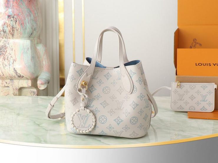Louis Vuitton top ordine originale M12088 borsa a secchiello in pelle piena bianca Blossom piccola borsa tote 6403)