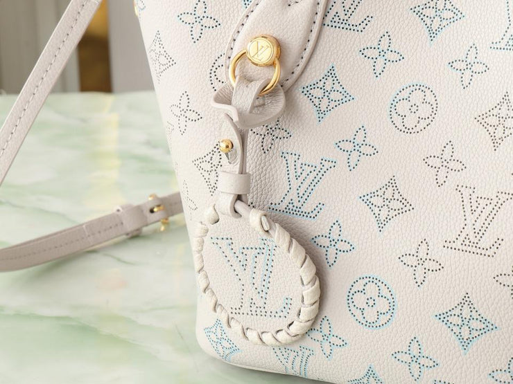 Louis Vuitton top ordine originale M12088 borsa a secchiello in pelle piena bianca Blossom piccola borsa tote 6403)