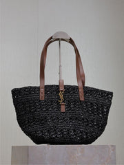 Borsa tote in paglia cava SAINT LAURENT con cestino per verdure (33FB)