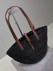 Borsa tote in paglia cava SAINT LAURENT con cestino per verdure (33FB)