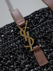 Borsa tote in paglia cava SAINT LAURENT con cestino per verdure (33FB)