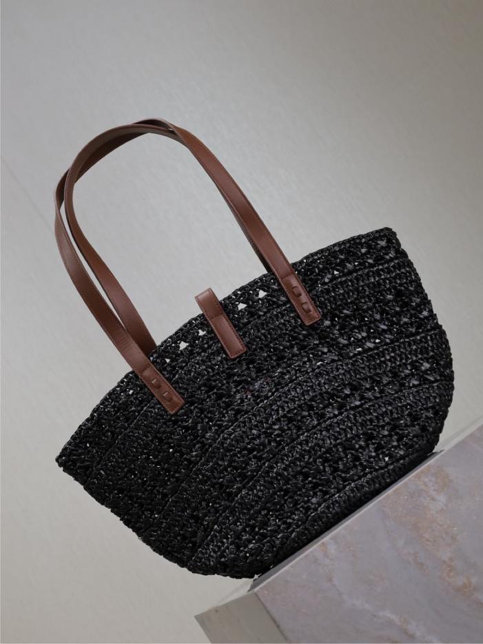 Borsa tote in paglia cava SAINT LAURENT con cestino per verdure (33FB)