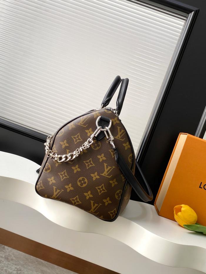 [Chip dinamico 163c, edizione originale premium migliorata] N87212 motivo struzzo, M11945 monogramma, M12243 borsa a mano nera Speedy Soft 30 Boho (OYCZ3)