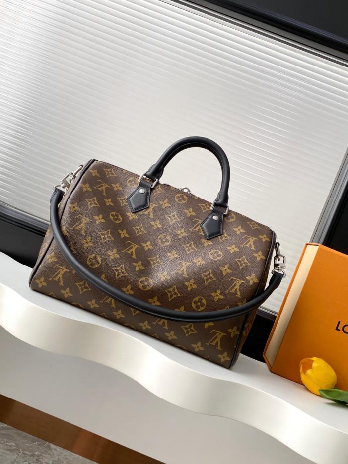 [Chip dinamico 163c, edizione originale premium migliorata] N87212 motivo struzzo, M11945 monogramma, M12243 borsa a mano nera Speedy Soft 30 Boho (OYCZ3)