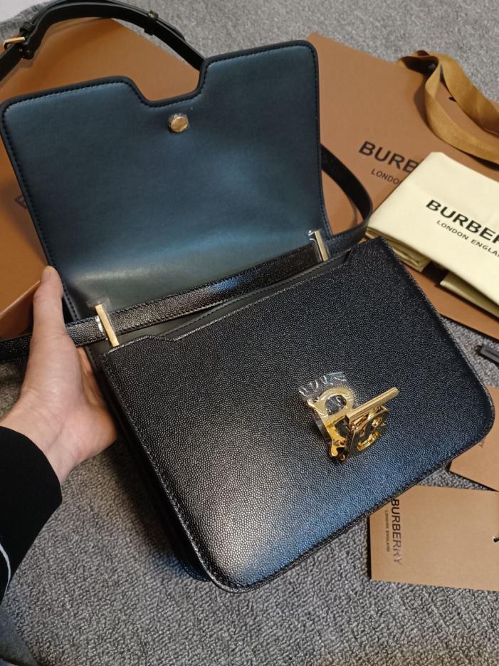 Borsa a tracolla in pelle strutturata Burberry Caviar (JEOHT)