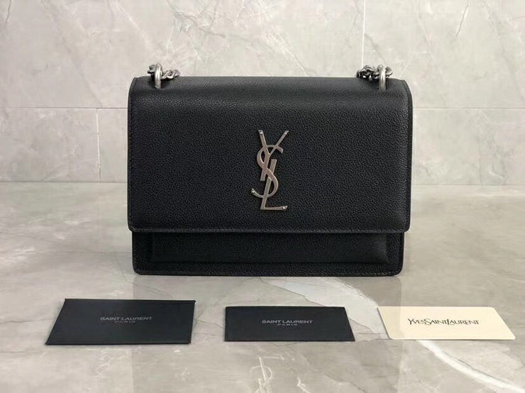 Yves Saint Laurent Kate Medium Satchel in Pelle Testurizzata Nera