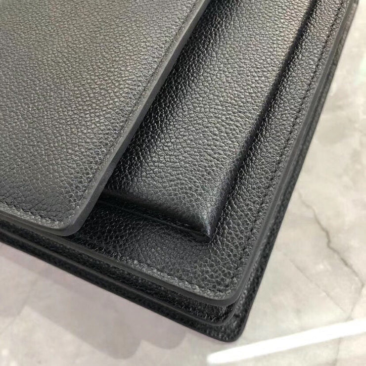 Yves Saint Laurent Kate Medium Satchel in Pelle Testurizzata Nera