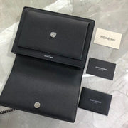 Yves Saint Laurent Kate Medium Satchel in Pelle Testurizzata Nera