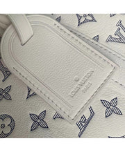 Louis Vuitton Keepall Bandoulière 50 in Pelle Monogram Shadow - Bianco e Blu Navy