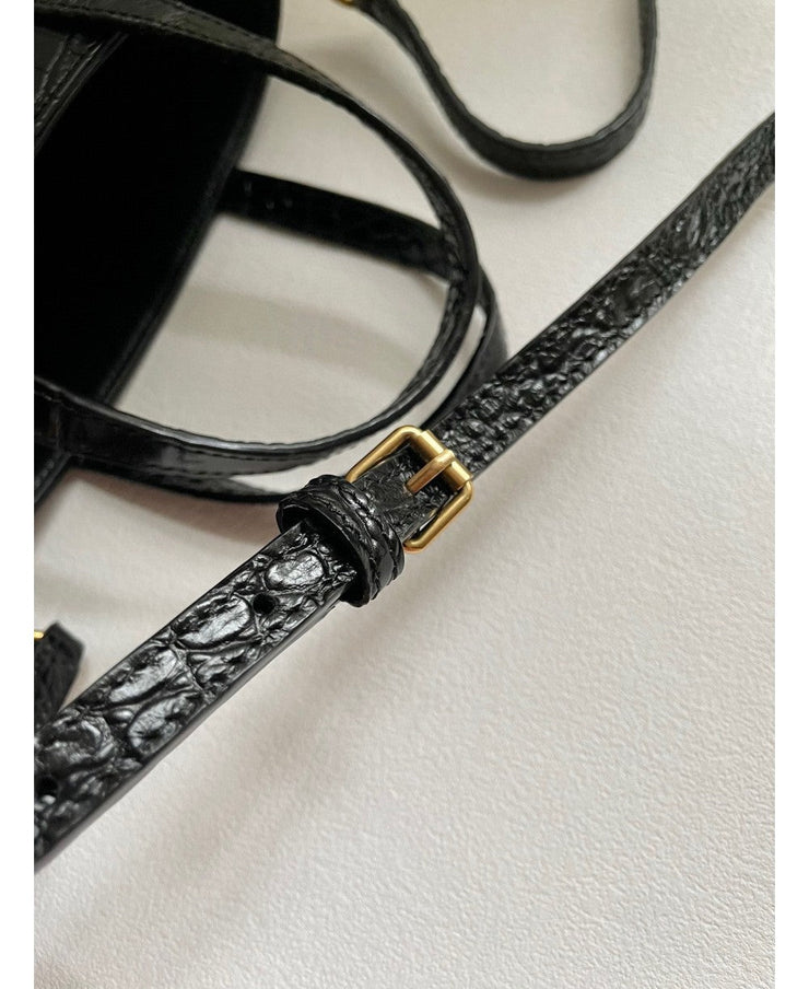 SAINT LAURENT SAINT LAURENT PARIS MINI TOY SHOPPING IN CROCODILE-EMBOSSED LEATHER