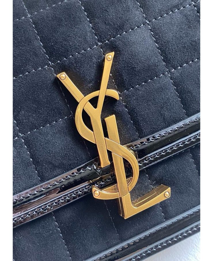 SAINT LAURENT SOLFERINO Small quilted suede shoulder bag